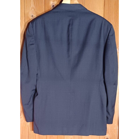 VTG PIERRE CARDIN MENS SUIT XL Pleated Trousers and 2 Button Coat Dark Gray Grid - Picture 2 of 11